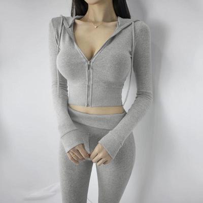 Korea Dongdaemun Women's Slimming Hooded Jacket and Flared Pants Set