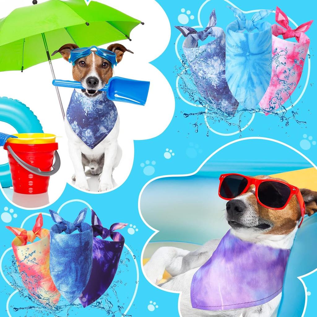 16 Pcs Tie Dye Dog Bandanas Rainbow Triangle Bulk Scarf for Dogs Pets Kerchief Washable Cute Bib for Small Medium Large Dogs Puppy Cats(Vivid Style)