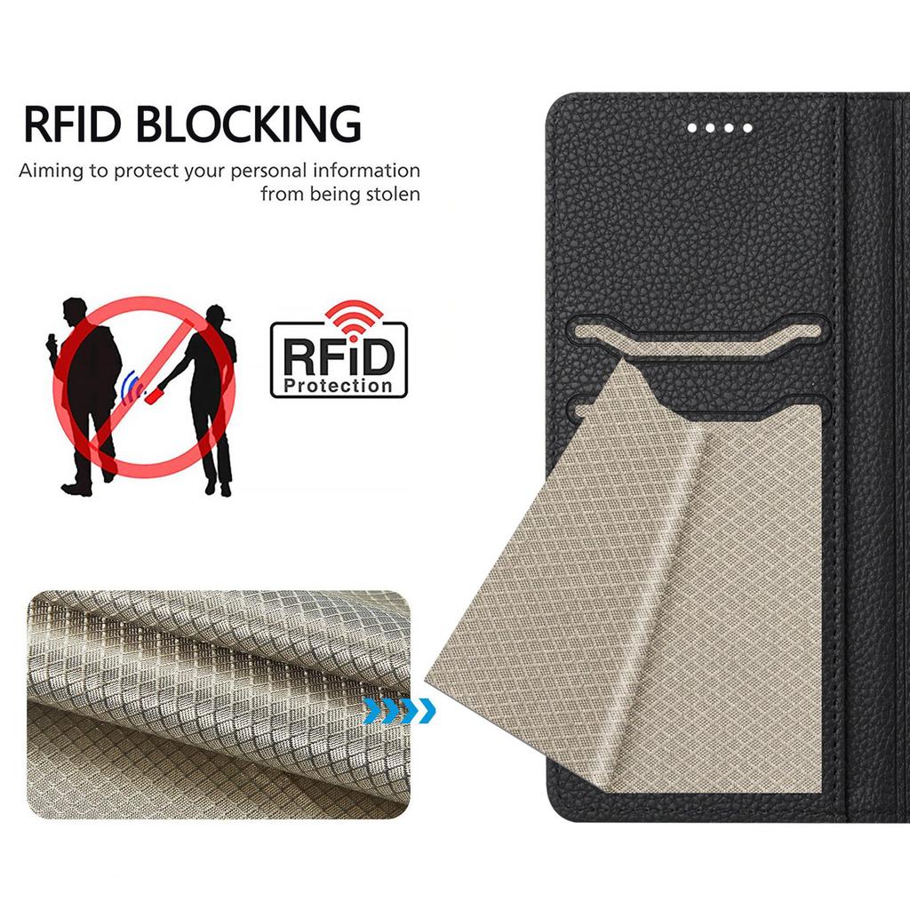 For Samsung Galaxy S25 Edge Wallet Case RFID Blocking Litchi Texture Leather Mobile Cover