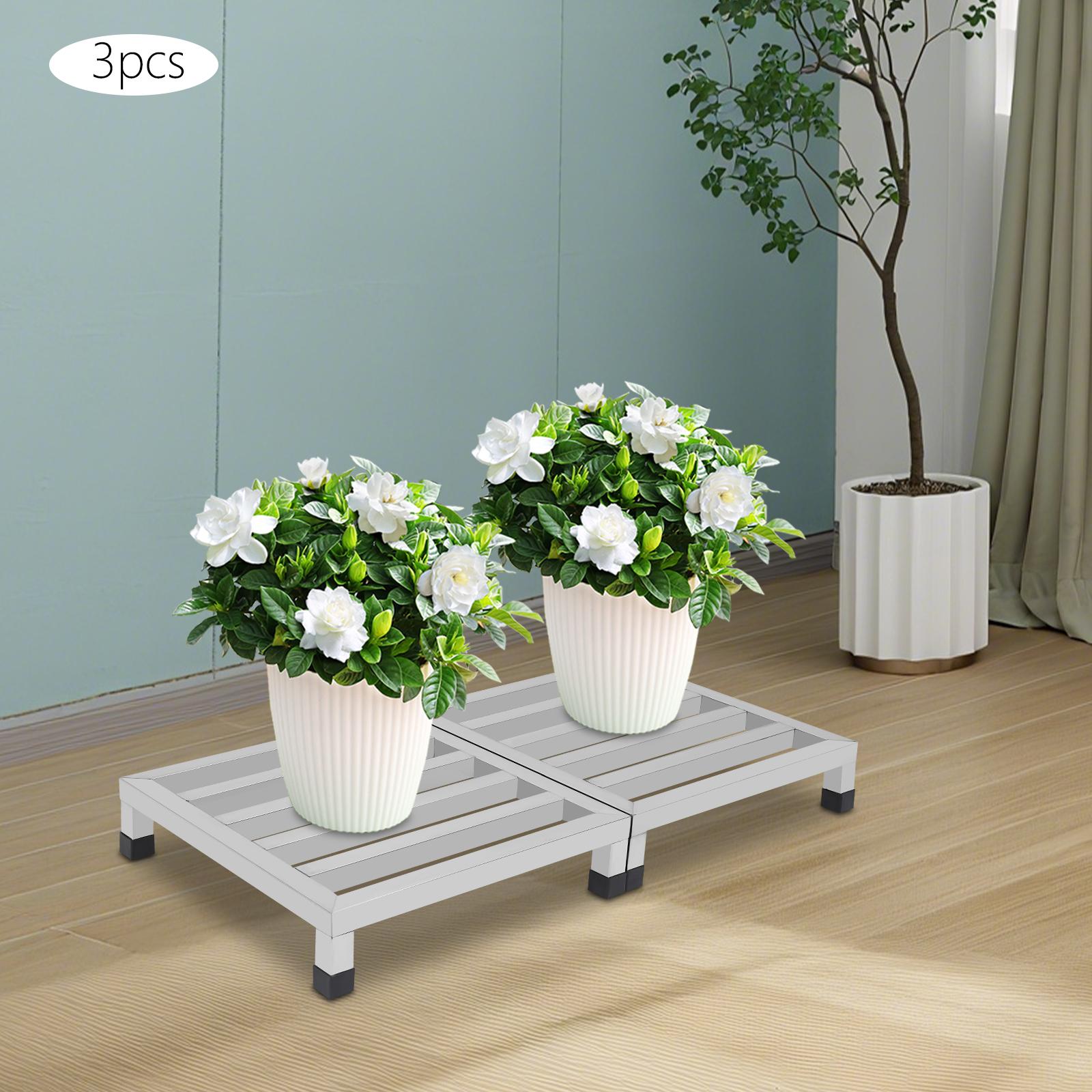 

3pcs Modern Freestanding Shelves, Stainless Steel Dunnage Rack, 3-Tier Storage Shelf Unit, 45x45x10cm Compact Design for Garage серебряный