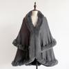 Winter Thicken Mink Wool Full Trims Faux Fur Cape Women's Hooded Loose Fleece Cloak Coat Party Wraps Warm