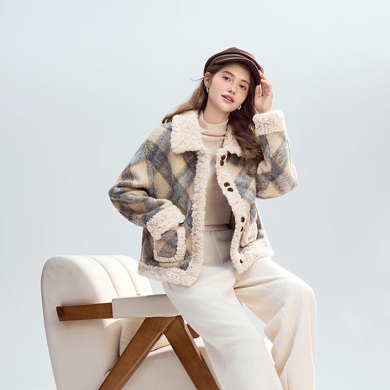 Betu Damen Winter 2025 karierte Patchwork Kurzjacke