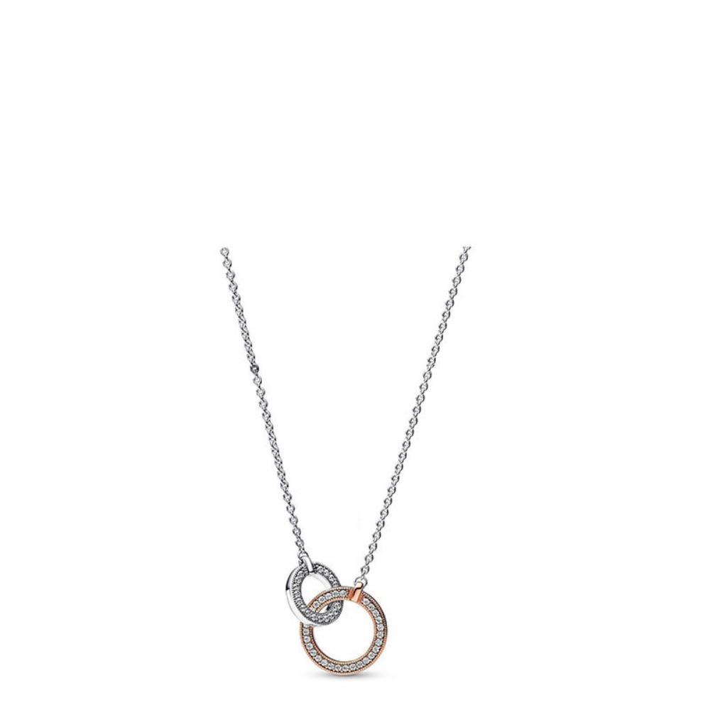 925 Silver Plated Double Ring Necklace Minimalist Collarbone Chain Dainty Layering Jewelry