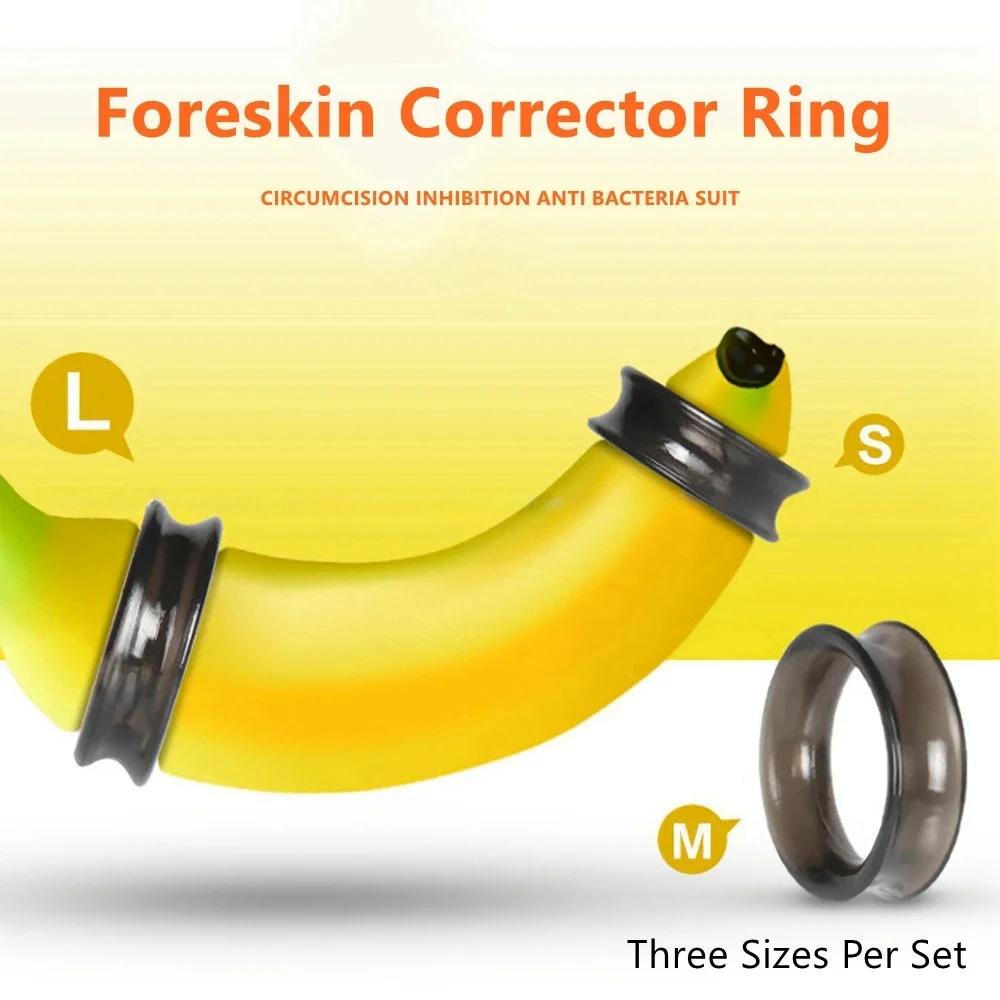 Reusable Foreskin Correction Ring Cock Ring Foreskin Repair Ring Penis Delay Ejaculation Sex Toys for Men Glans Rings 3pcs/set