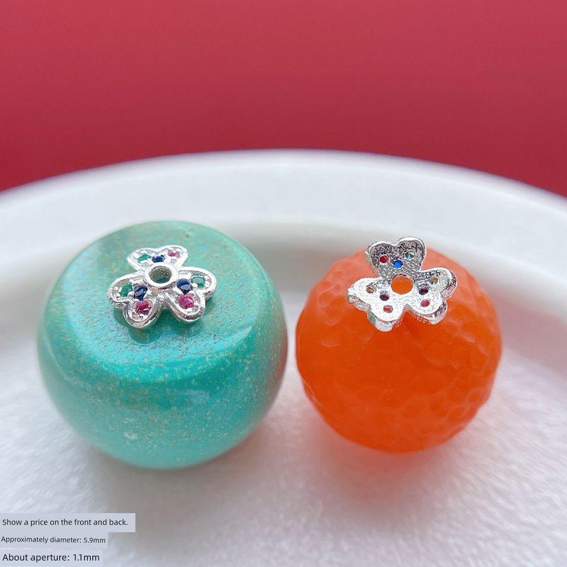 

Ancient Style Silver Accessories Argent Pur Rhinestone-Encrusted Receptacle Bead Cushion Spacer Beads Spacer Gasket DIY Bracelet Ornament Accessories LA513 925 silver flower torus bead holder spacer