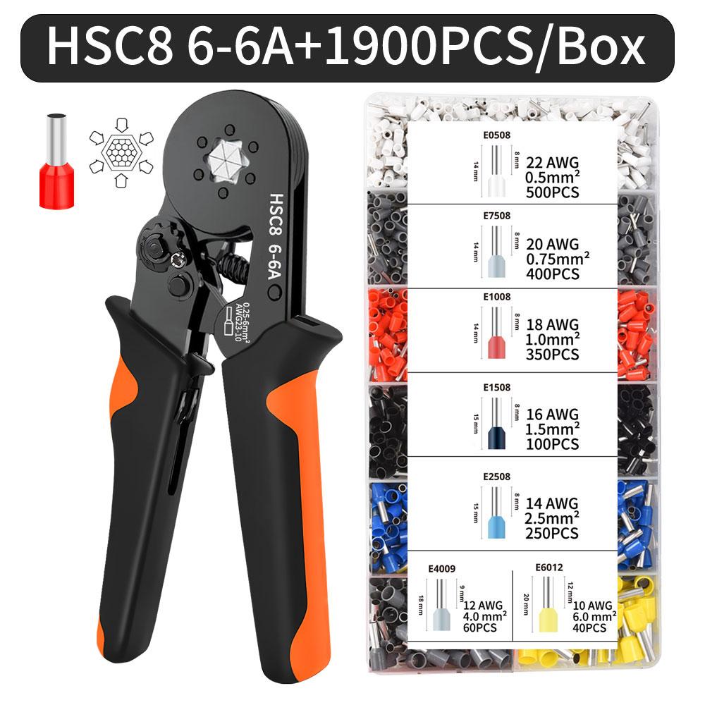 Tubular Terminal Crimping Pliers HSC8 6-4A Crimper Wire Mini Ferrule Crimper Tools Household Electrical Kit With Box