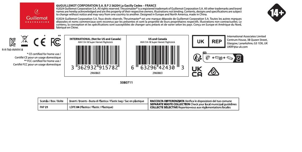 Thrustmaster AVA Super Hornet Flightstick for PC Flight Modular Hornet Fighter Warranty F/A-18 Simulators, Base, F/A-18C Replica, 1-Year
