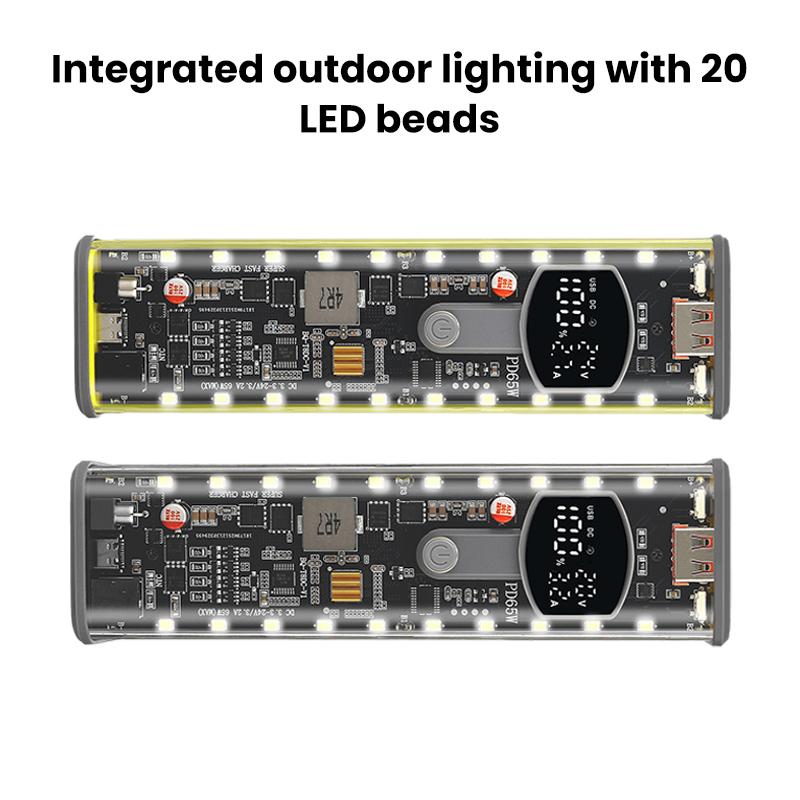 DIY Power Bank Case PD65W Powerbank Case 18650 LED Screen Transparent Battery Storage Shell