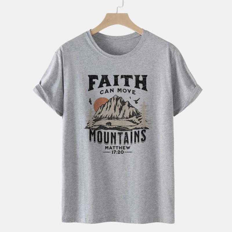 Matthew 1720 Bible Verse Graphic Tees Women Vintage Boho Religious Christian TShirts Retro Aesthetic Jesus Tshirts Faith Tops