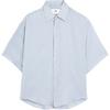 Striped Button Loose Short Sleeve Shirt Men Shirts Blue HSH226VI0015-110