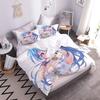 Anime Girl Cartoon Bed Linen Set 3-Piece 3D Print Anime Duvet Cover with Zip Microfibre Teenager Duvet Covers with 2 Pillowcases