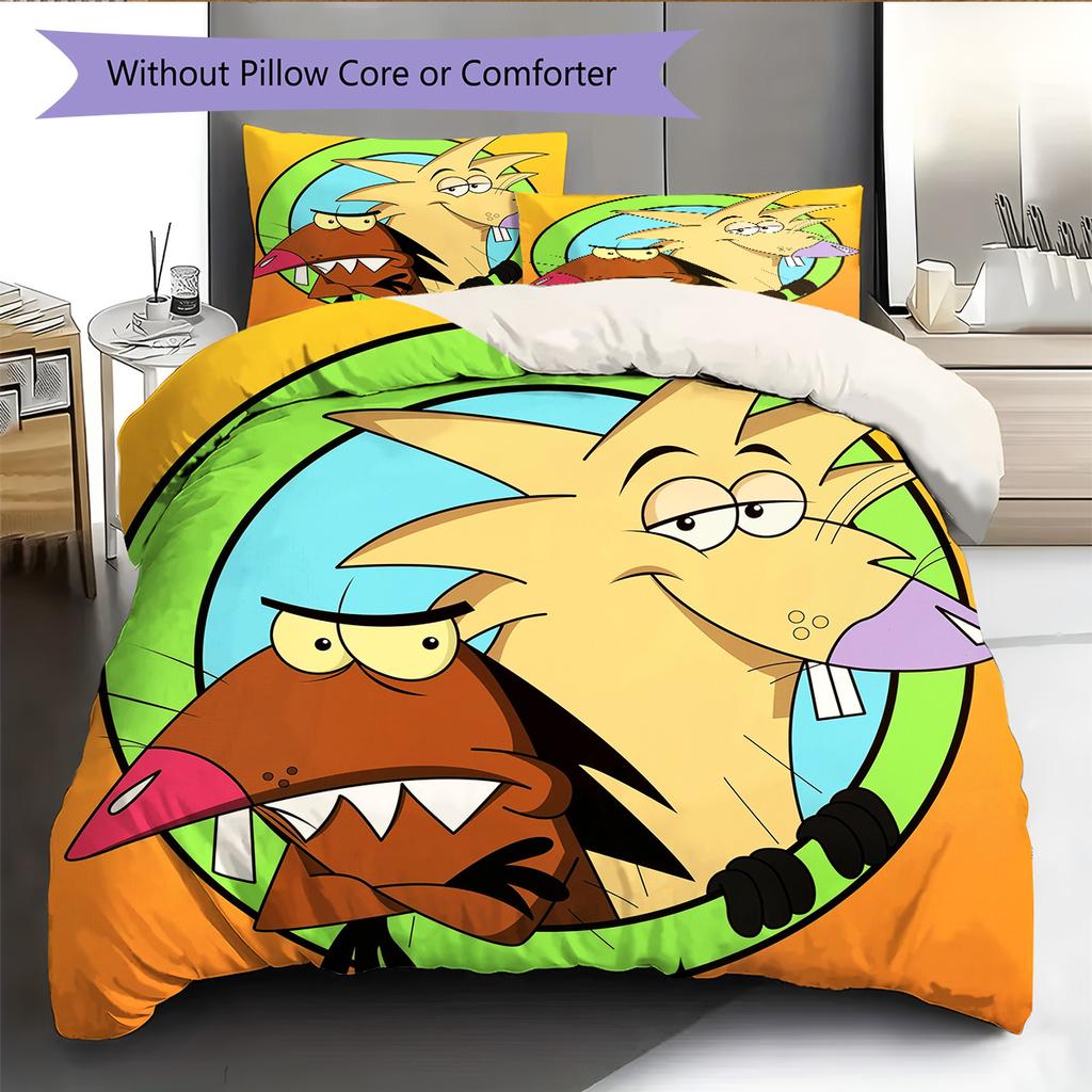 Angry Beavers  Pattern Bedding Quilt Set  Home Decoration  Gift (1 * Duvet Cover + 2 * Pillowcase  Without Core)