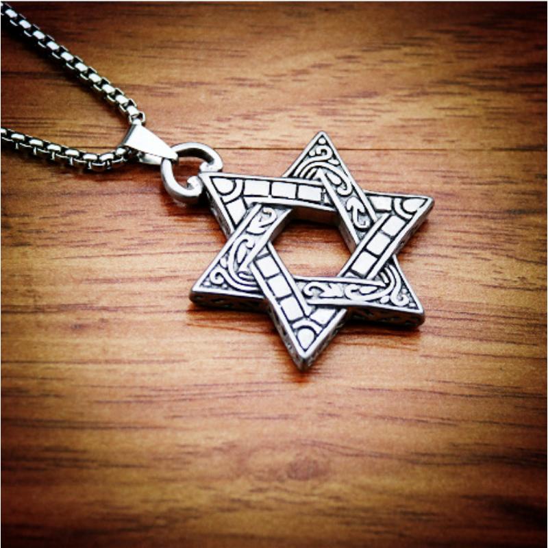 Double Sided Six Pointed Star Necklace Pendant, European and American Fashion Couple Item Pendant