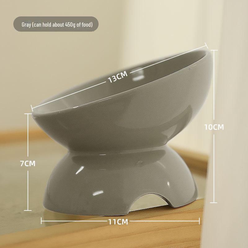 Ceramic Cat Food & Water Bowl Tray with Elevated Design for Cervical Protection