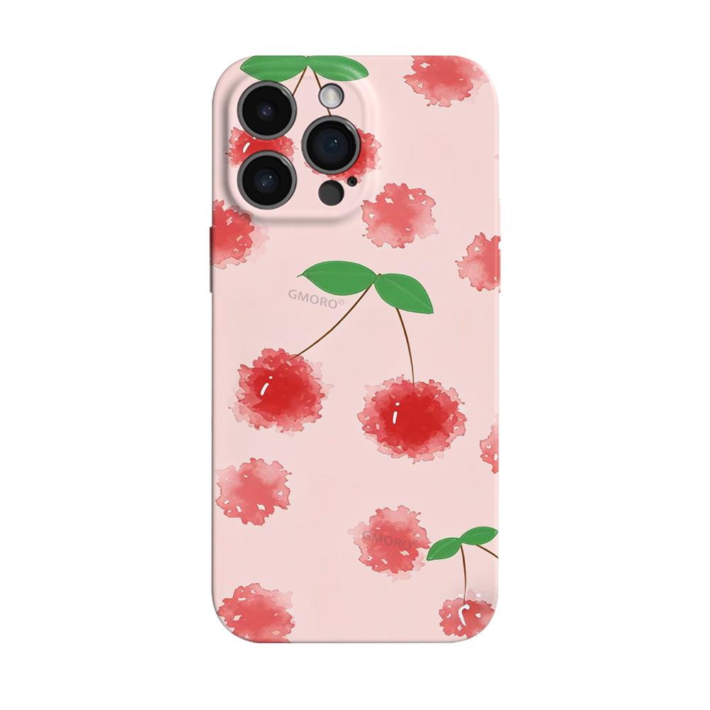 Korean Ins Feng Shui Color Cherry Mobile Phone Case Apple 14Pro Anti-drop High-value Film Case iPhone17Pro