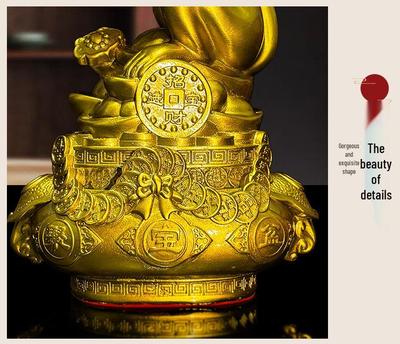Zodiac Monkey Figurine: Golden Brass Money Bag Treasure Decor for Living Room