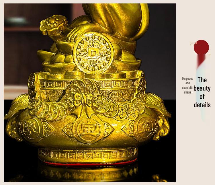 

Фигурка обезьяны по знаку зодиака: Золотая латунная сумка для денег, декор сокровищ для гостиной No. 1: 7cm L x 10cm H