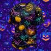 Men's Quick Dry Round Neck Short Sleeve T-Shirt with Halloween Print for Workout and Running