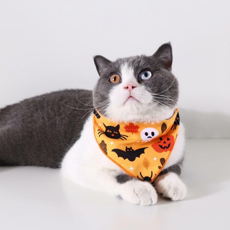 Pet Dog Cat Bandana Scarf Christmas Halloween Party Accessory Floral Print Cotton Triangle Bib