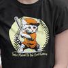 Cute Cat Baseball T-Shirt / Take Meowt To The Ball Game Orange and Black Orange and Blue