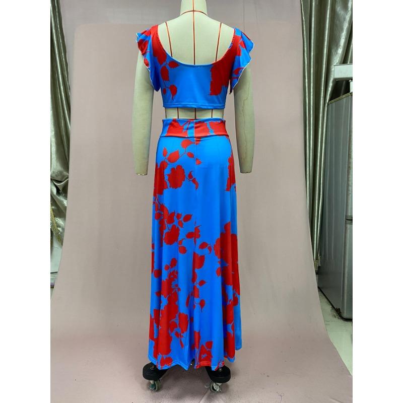 Bedruckte trägerlose, lässige, lange Kleider für Damen im Sommer