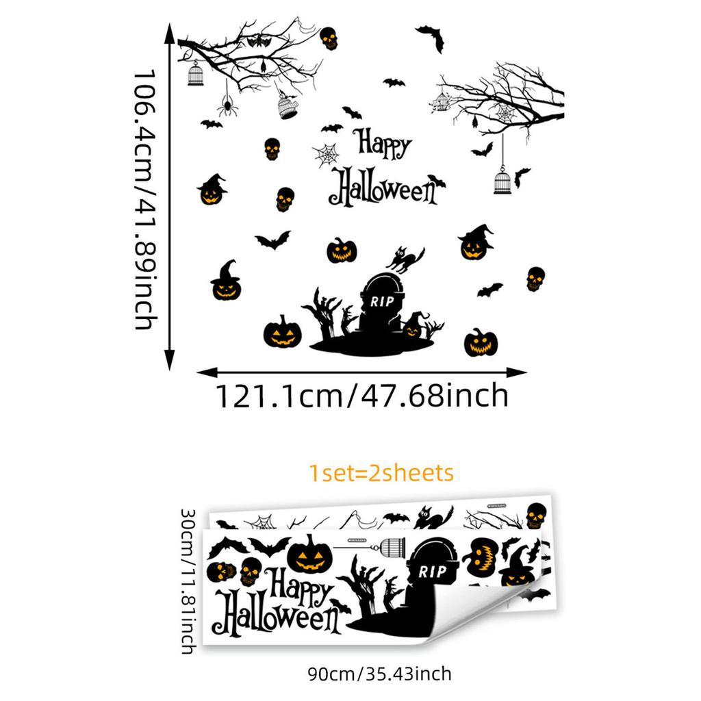 Halloween Haunted House Wall Decal Spooky Ghosts and Pumpkins Wall Art Home Decorations for Halloween Party