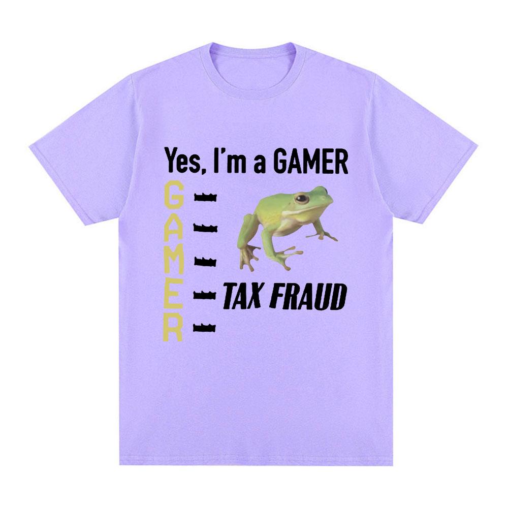 Steuerhinterziehung Gamer Lustiges Frosch Meme T-Shirt Männer Frauen Mode Hip Hop Vintage T-Shirt 100% Baumwolle Lässig Locker Kurzarm T-Shirts