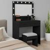 Makeup Table with Shelf Black Oak Effect 79 x 41 x 135 cm