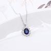 Bridal Fashion Jewelry Sets For Women Blue Full Crystal Flower Pendant Necklace Earring Set