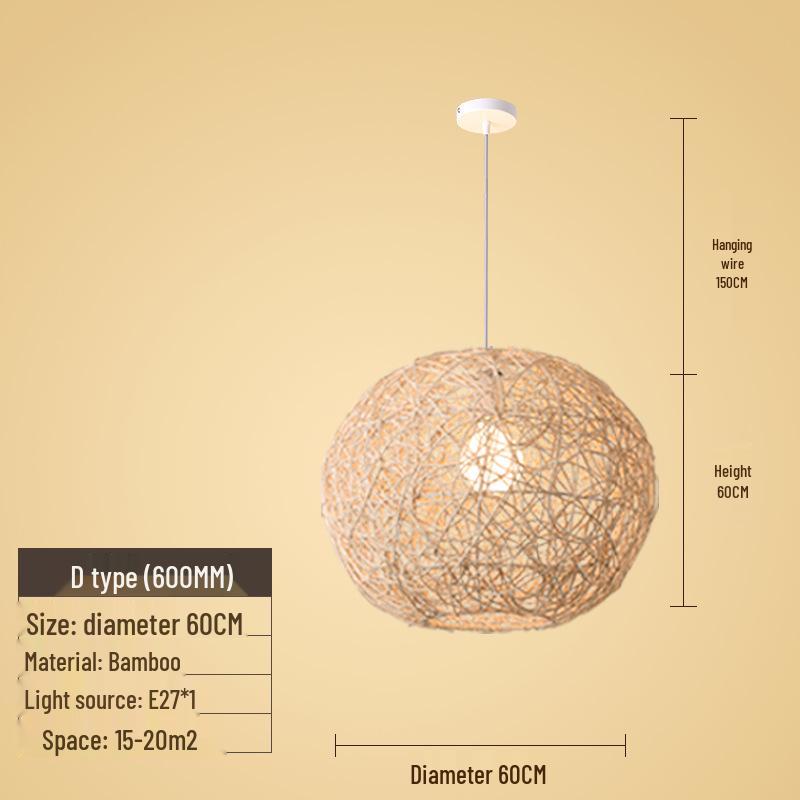 Creative Bamboo & Rattan Pendant Light for Bedroom, Japanese Restaurant, or Teahouse