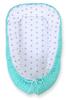 Baby Cocoon, Double-sided, Playpen, Swaddle, Premium BOBONO - Gray Stars/polka Dots On Mint