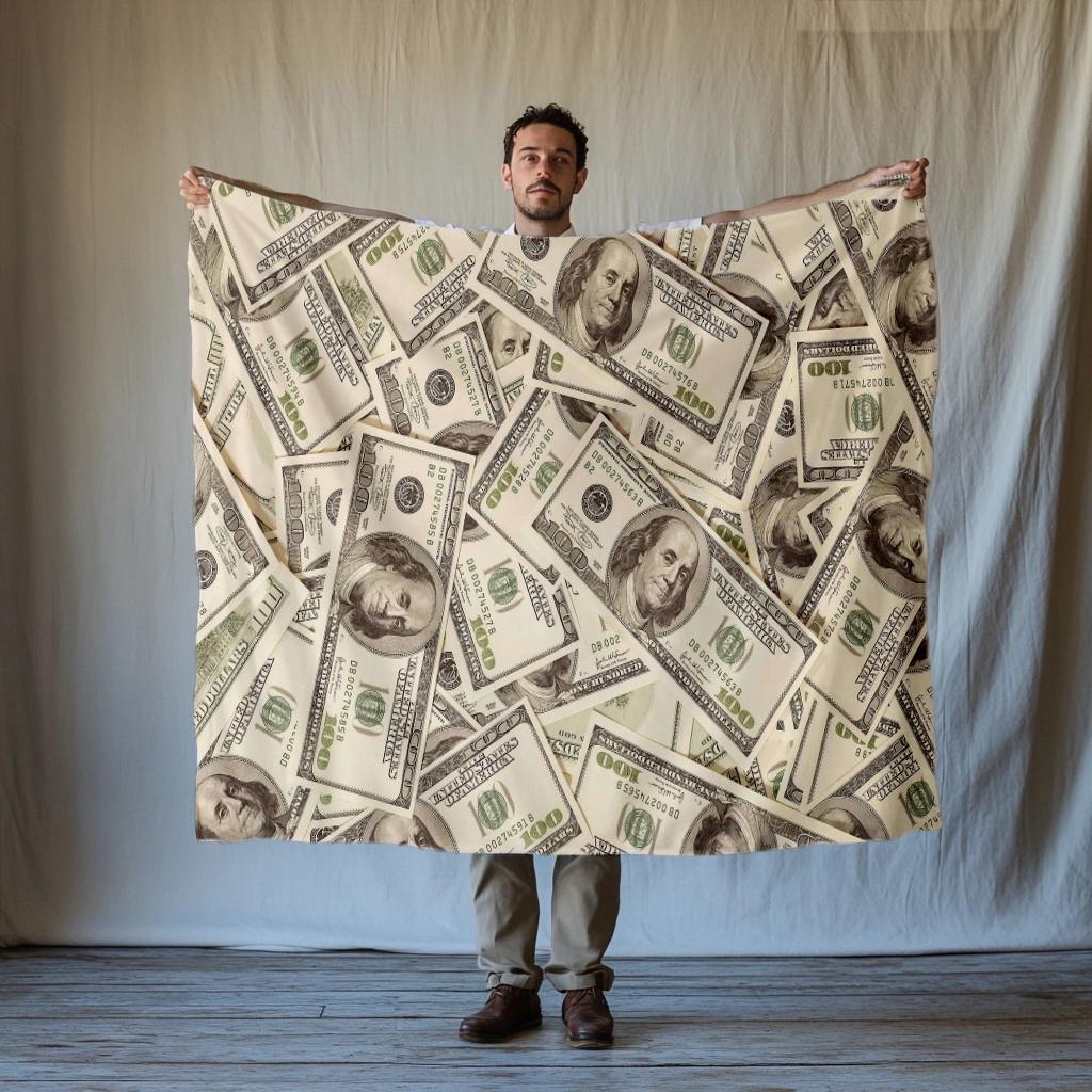 100$$$ Bogaty Dolar Pieniądze Kreskówka Miękki Flanelowy Koc do Łóżek Sypialni Sofy Piknikowy Koc Podróżny do Rekreacji na Świeżym Powietrzu Drzemki