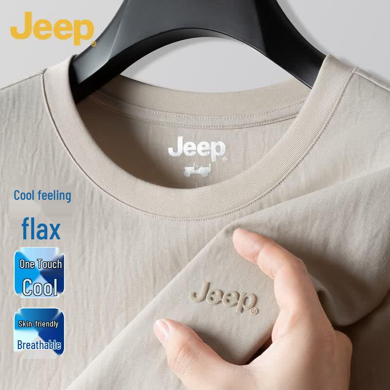 JEEP Men s Linen Blend Short Sleeve T-Shirt L