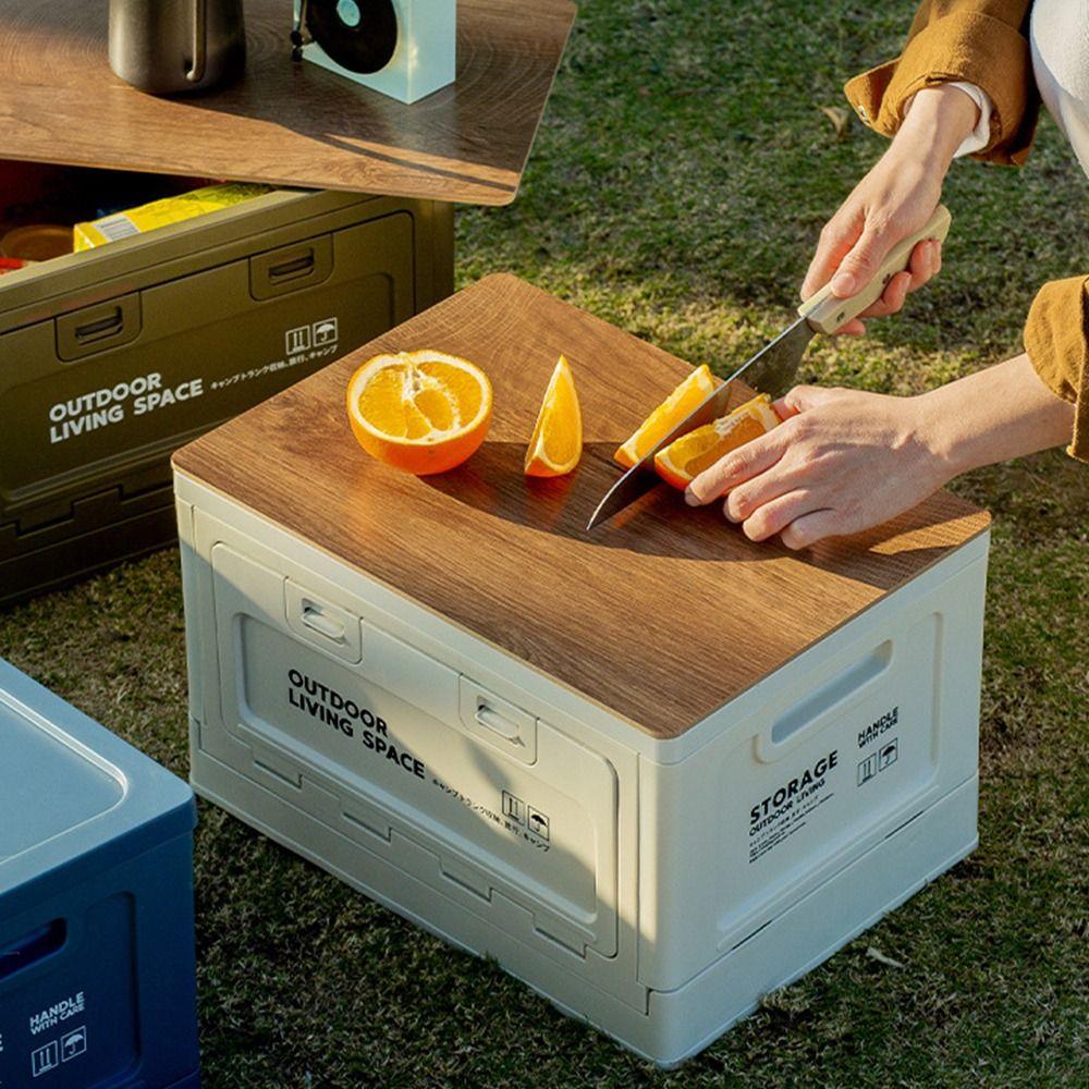 Collapsible Outdoor Sundries Storage Box 27L Foldable Trunk Organizer  Camping Equipment