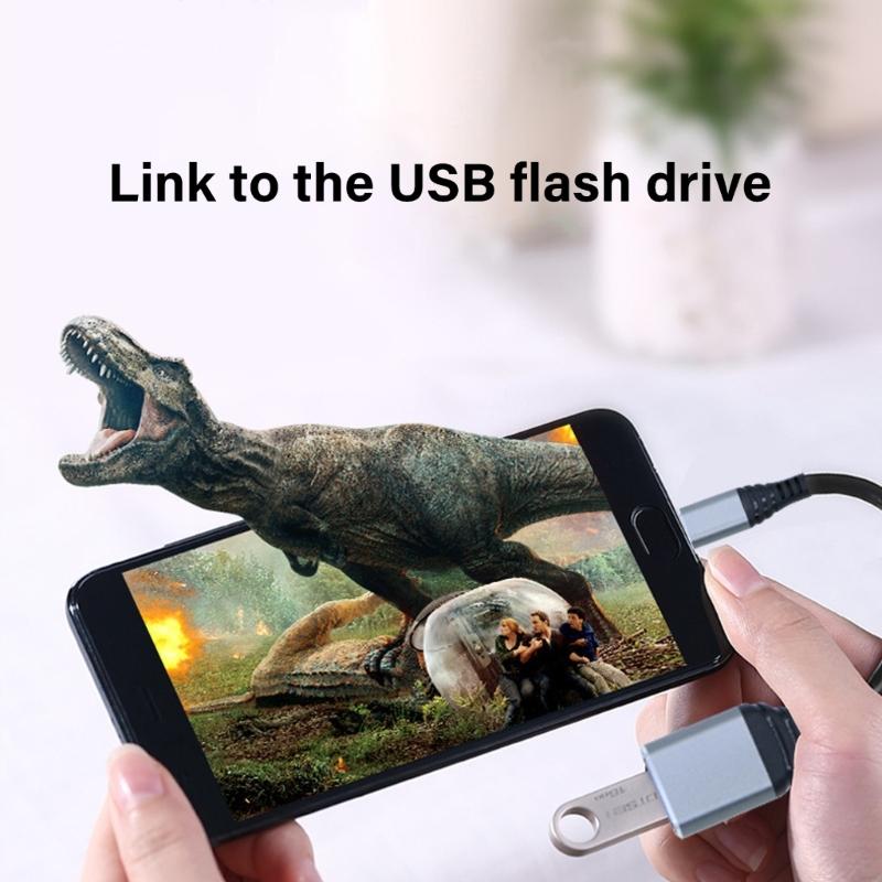USB OTG Adapter USB C To USB3.0 OTG Adapter For Androids Smartphones Fast Data Transfer With Durability Nylon Braide Cable