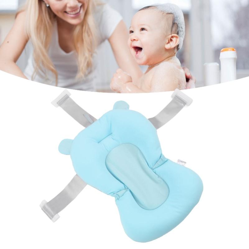 Baby Bath Seat Cushion Floating Safe Foldable Adjustable Infant Bath Supporter For Newborn White Stars