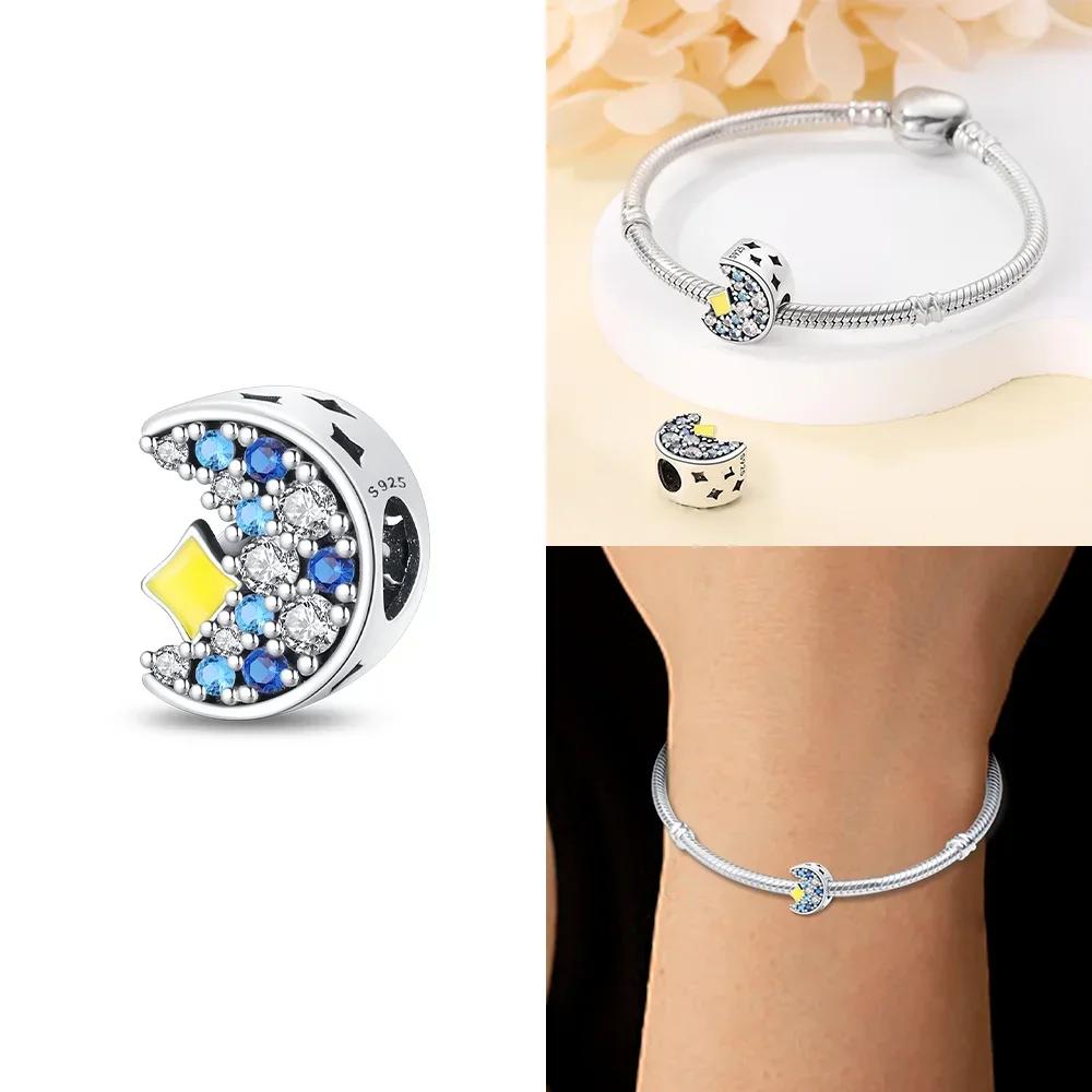 Pendants Woman Original Spirit Star Feather Azure Crescent Owl Metal Charm Beads Fit Bangle Make your own Valentines Gift Accessory Elegant Fashion