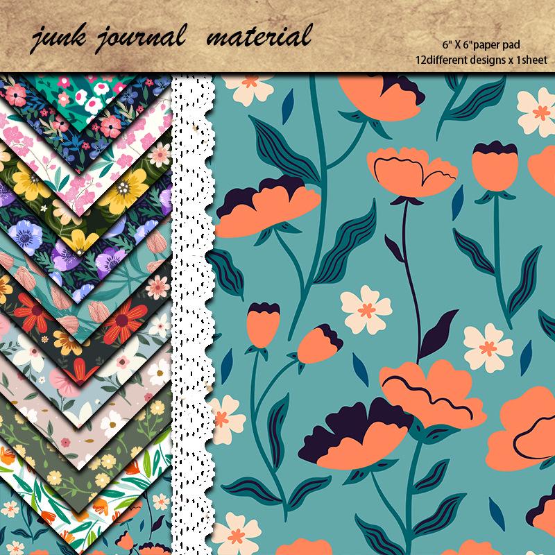 

Vintage Daisy and Lily Floral Pattern Paper Sheets for DIY Crafting (12 Sheets)