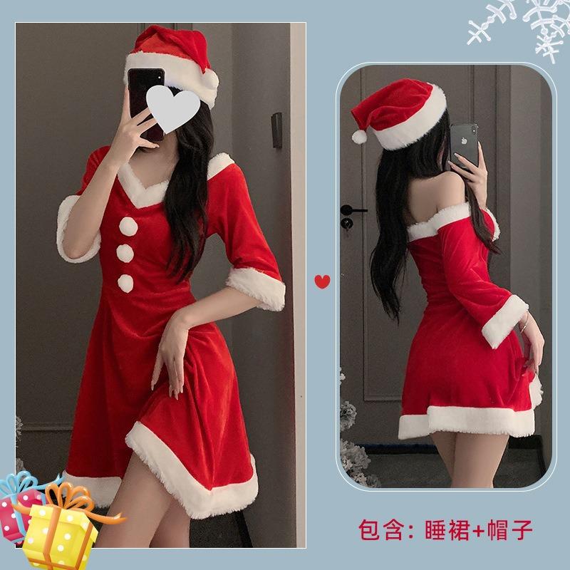 Sex Underwear Sexy Tube Top Plush Christmas Dress Flirting Cosplay Pure Desire Buttocks Short Skirt Sex Dress