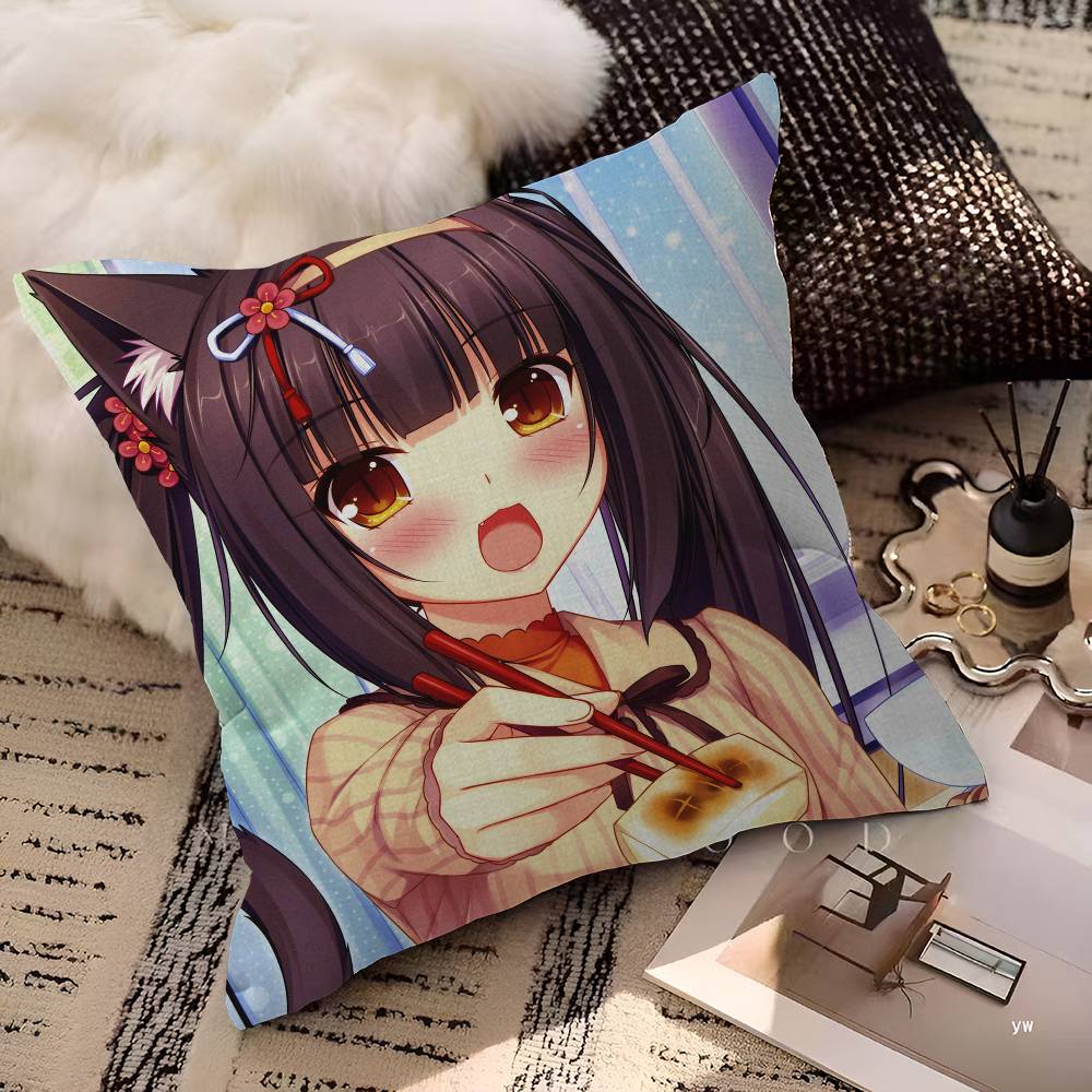 Cartoon Nekopara Classic Vintage Personalized Pillow Dust Cover Bedroom Kids Party Decoration Pillowcase Birthday Children Gift