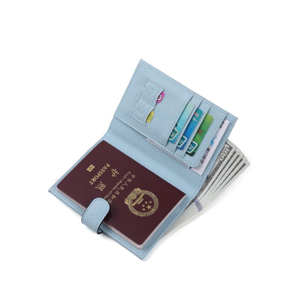 

New PU Leather RFID Passport Holder Solid Color RFID Certificates Passport Bag Anti Theft Multi-function Coin Wallet Men Women синий