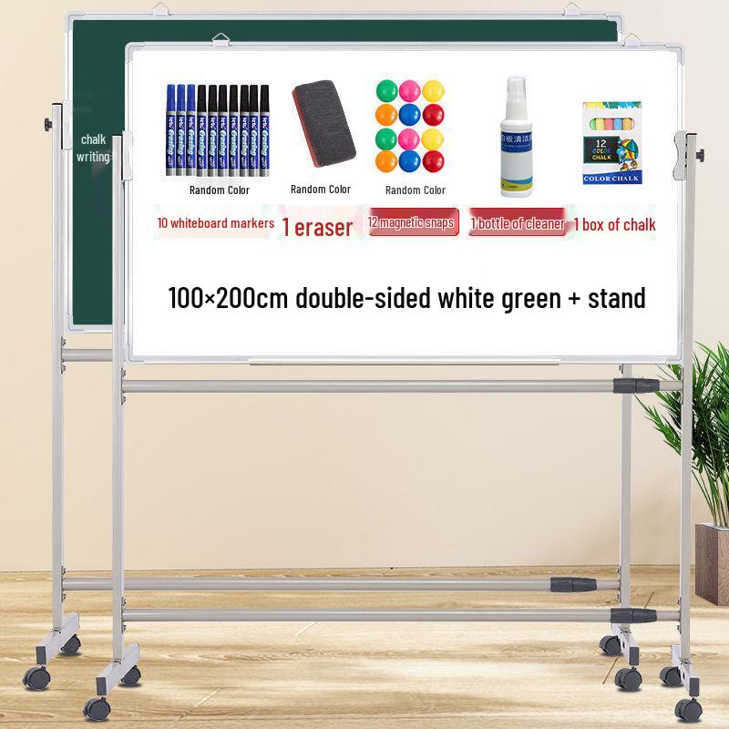 Mobile Double-Sided Magnetic Whiteboard and Chalkboard