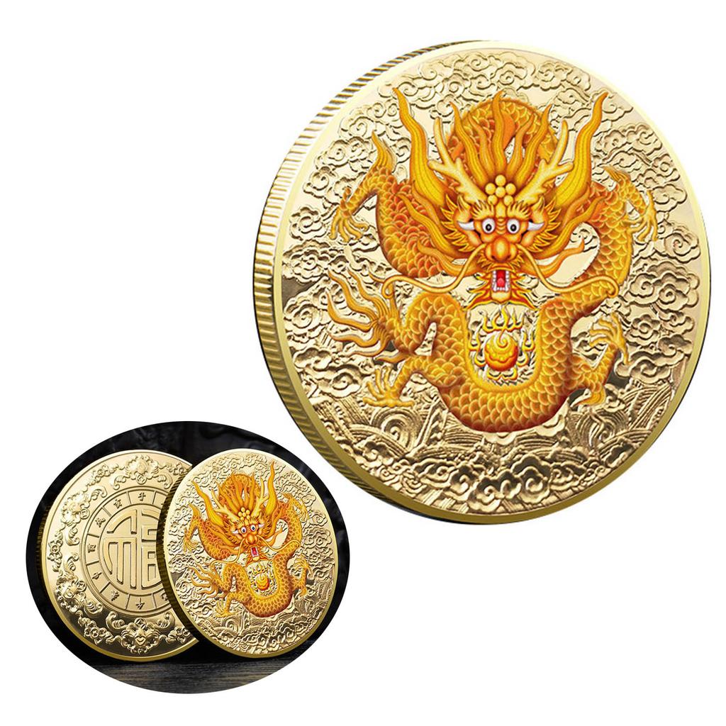2024 Year of Dragon Chinese Coins Dragon Plated Gold Coin Collectible New Year China Mascot Souvenir