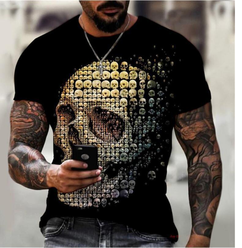 Skeleton 3D Print T-shirt Round Neck Short Sleeved T-shirt Top High Street Unisex Style
