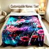 Floral Theme Custom Blanket Personalized Name & Text Customized Soft Warm Throw Blanket Home Decor