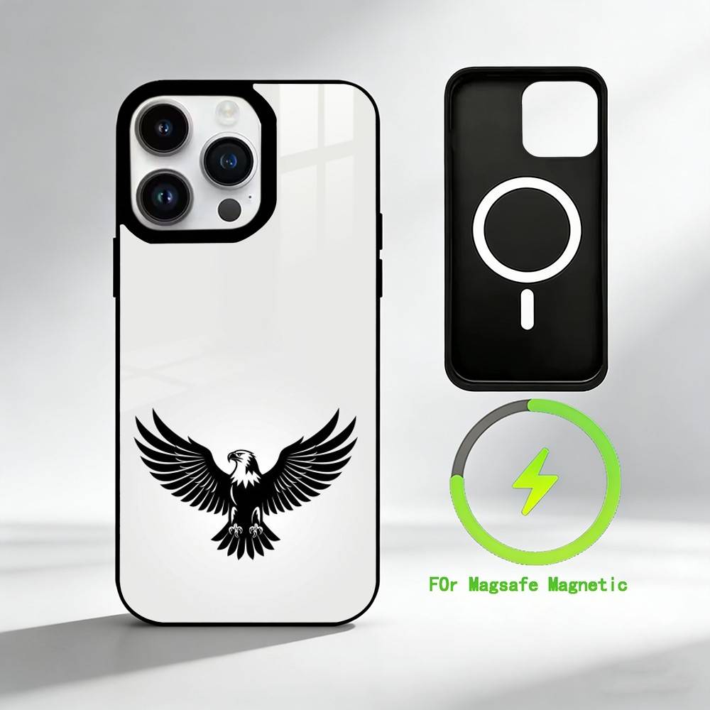 B-bald Eagle Phone Case For iPhone 17 16 15 14 13 12 Pro Max Plus for Mirror Wireless Magnetic Cover