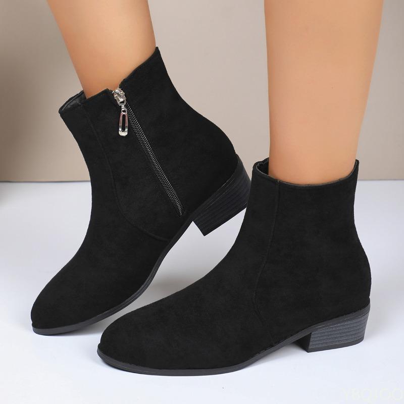 Fashionable Women Short Boots Elegant Pointed Toe Thick Heel Comfortable High Heeled Boots for Autumn Winter Casual Wear