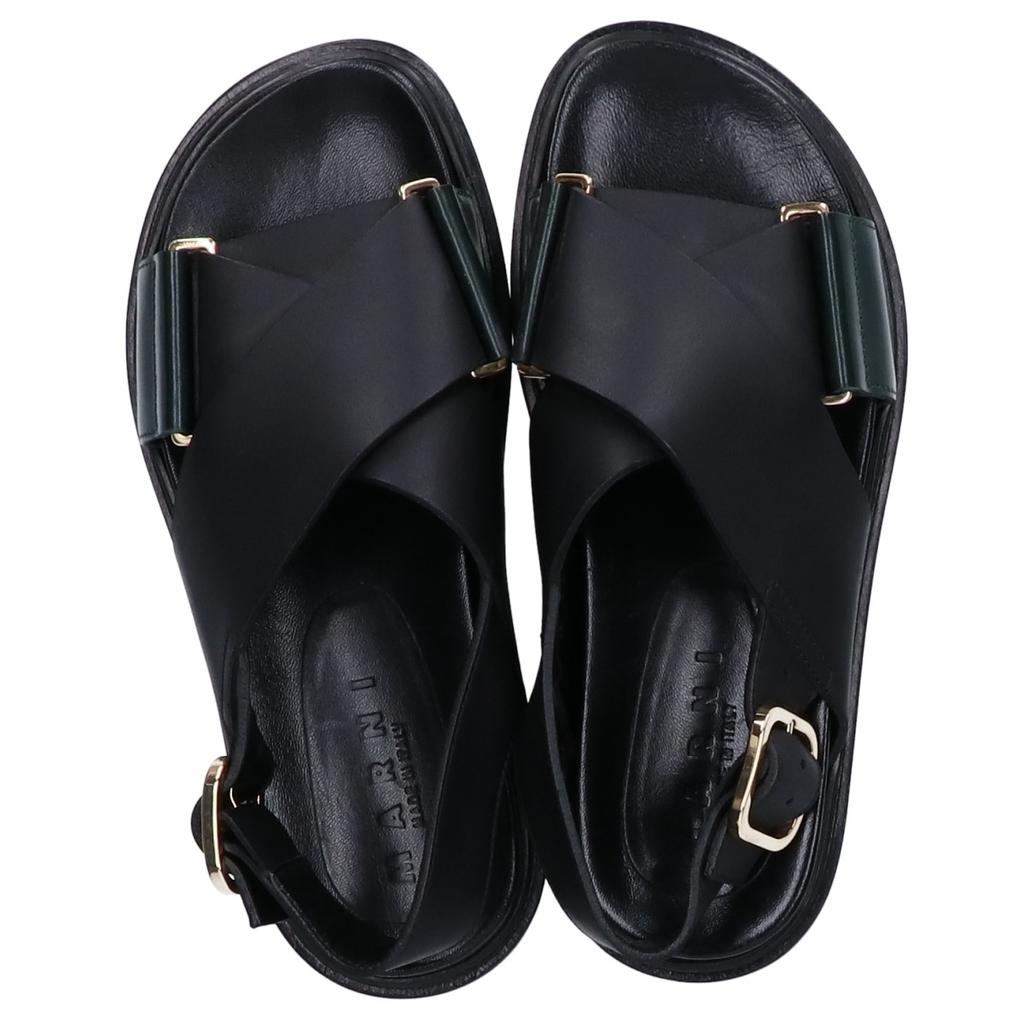 Marni FBMS015701 P3614 Fußbett Leder Kreuzriemen Sandalen/ Schuhe 35 schwarz Gebraucht