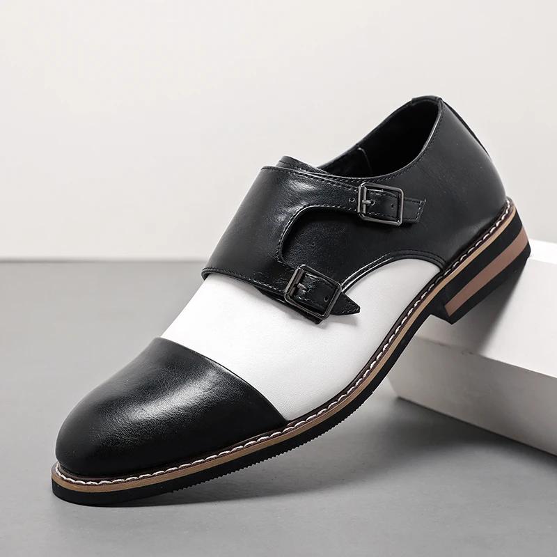 Fashion Business Casual Men's Shoes Buckle Fastening Retro British Style Rubber Outsole Leather Upgraded Large Size 48 Zapatillas Male