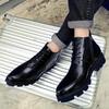 2024 Patent Leather Glossy High Top Pointy English Style Inside Heightening Men's Shoes Zipper Rivets Casual Leather Shoes